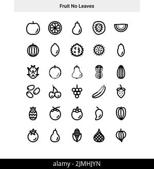A set of fruit outline icons with a white background Stock Vector