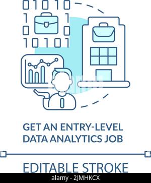 Get entry level data analytics job turquoise concept icon Stock Vector
