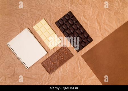 Top view chocolate bars Stock Photo