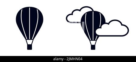 Hot air balloon in the clouds vector icon Stock Vector