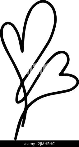 Heart plant icon abstract hand drawn flower line art symbol for nature, love, ecology and environment in a flat color glyph illustration Stock Vector