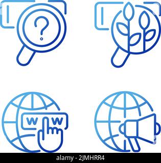 Search engine marketing pixel perfect gradient linear vector icons set Stock Vector