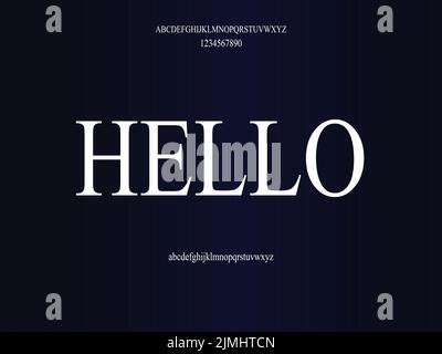 Elegant alphabet letters font and number. Typography uppercase and lowercase urban style fonts for technology. Hello Stock Vector