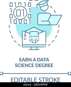 Earn data science degree turquoise concept icon Stock Vector