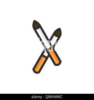 An illustration of two pencils with a white background Stock Vector