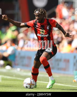 Bournemouth, England, 6th August 2022. Jordan Zemura of Bournemouth during the Premier League match at the Vitality Stadium, Bournemouth. Picture credit should read: Paul Terry / Sportimage