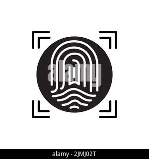 Fingerprint scan provides security access color line icon. ID and verifying person.  Biometric identification element. Stock Vector