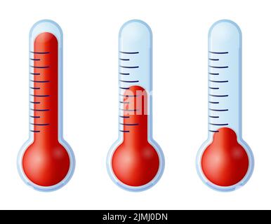 illustration of red thermometers. Different levels Stock Vector