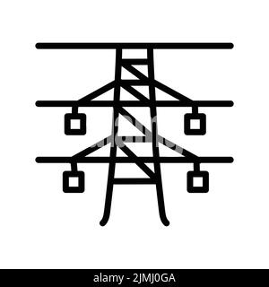 Power lines olor line icon. Pictogram for web page. Stock Vector