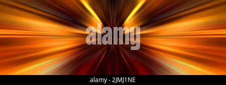 Glowing orange tunnel. Abstract futuristic background. Rays of light from one point. Stock Photo