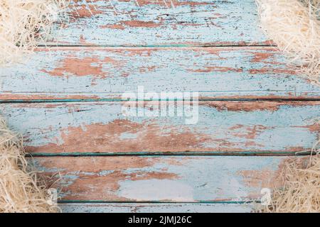 Decorative straw wooden table Stock Photo