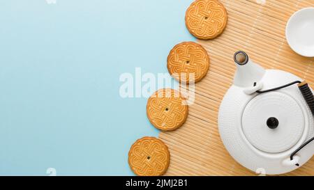 Top view homemade biscuits with copy space Stock Photo
