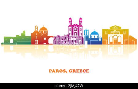 Outline Skyline panorama of Paros island, Cyclades, Greece - vector ...