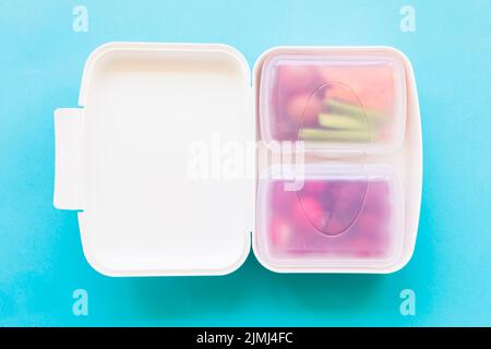 Plastic lunchbox with food Stock Photo