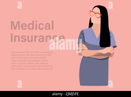 Medical personnel team, character of doctors and nurses wearing a surgical face mask and standing together to fight ills, male and female medical characters set cartoon flat vector illustration. Stock Vector