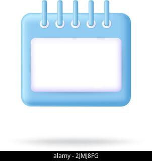 Calendar 3d vector icon. Time management diary sign. Planning agenda concept. To do cartoon reminder Stock Vector