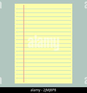 Yellow lined paper. Vector illustration Stock Vector