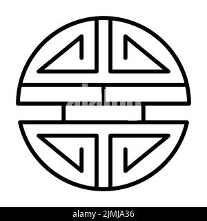 Traditional shou icon, spiritual isolated shu flat symbol, asian vector illustration . Stock Vector