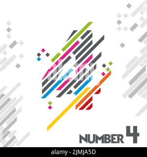 free vector number  with unique designs of color stripes Stock Vector