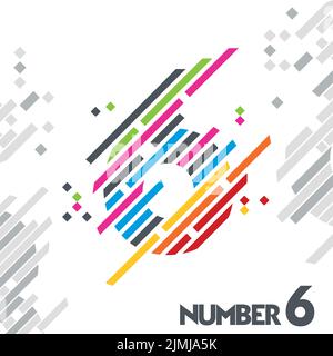 free vector number  with unique designs of color stripes Stock Vector