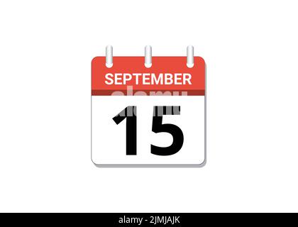 September, 15th calendar icon vector, concept of schedule, business and tasks Stock Vector