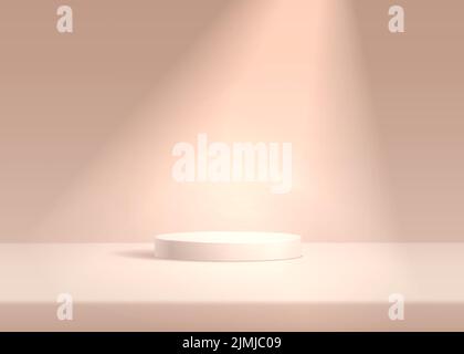 Luxury gold pink color cylinder pedestal podium. Realistic vector 3d render for cosmetic product presentation Stock Vector