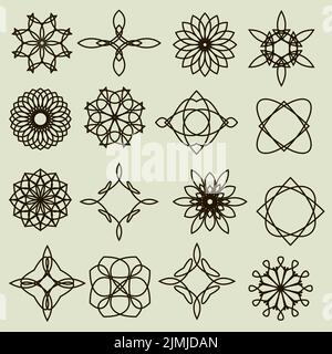 Vector set of outline emblems and badges. Logo templates Stock Vector