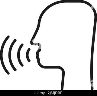 thin line head like voice command Stock Vector