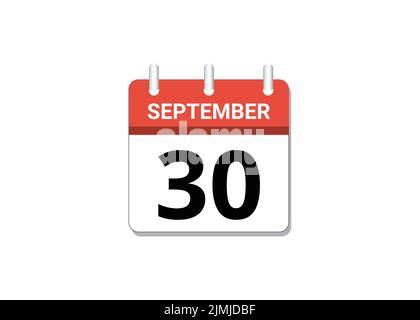 September, 30th calendar icon vector, concept of schedule, business and tasks Stock Vector