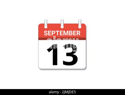 September, 13th calendar icon vector, concept of schedule, business and tasks Stock Vector