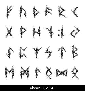 Runic alphabet scandinavian scratched letters Stock Vector