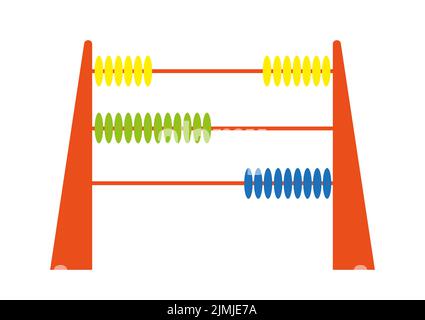 Childrens educational toy abacus preschool flat. Toy developing fine motor skills teaches read count to fold learn figure joy education logo toy store website entertainment kid hobby school isolated Stock Vector