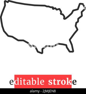 minimal editable stroke usa map icon Stock Vector