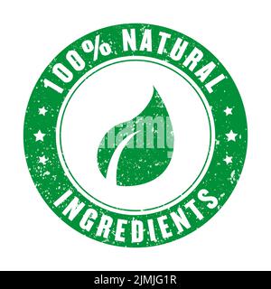 Natural ingredients stamp, green color Stock Vector