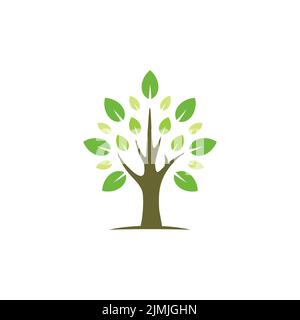Simple tree with green leaves logo Stock Vector