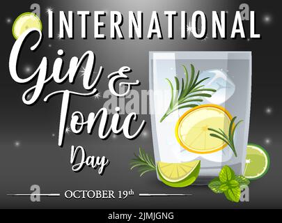 International Gin and Tonic Day Banner illustration Stock Vector