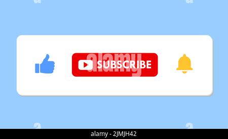 Like Subscribe Bell UI Element Icons For Content Creators Banner Illustration Stock Vector