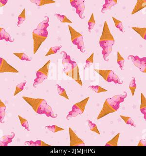 Pink ice cream with candies pattern Stock Vector