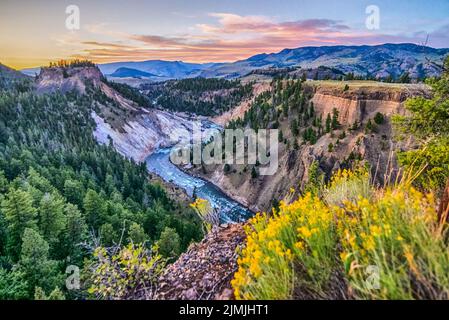 Calcite springs area of the Yellowstone National Park, Wyoming Stock Photo