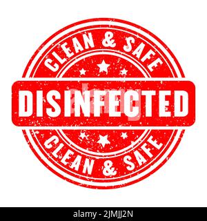 Disinfected clean and safe area, grunge disenfected stamp on white background Stock Vector