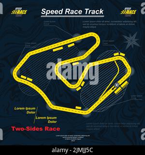 Dark blue and yellow colour race way Stock Vector