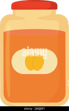 Apricot or peach jam in jar. Stock vector illustration isolated on a white bbackground in flat cartoon style. Stock Vector
