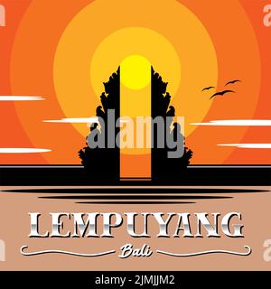 Illustration Lempuyang Temple Gate Silhouette Bali Inspirational Design Stock Vector