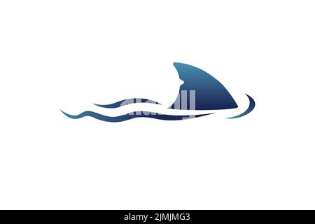 Blue Shark Fin Illustration Design Inspiration Stock Vector