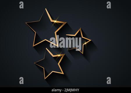 Gold STAR AWARD template. Giving Ceremony. Golden stars prize concept, Silhouette statue icon. Films and cinema symbol stock, Banner Academy award Stock Vector