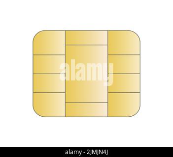 Golden Chip Sim Credit Debit Card Element Electronic Icon Illustration Stock Vector