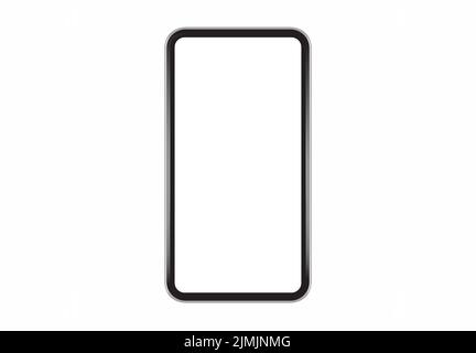 Flat Bezel less Modern Smartphone Device Isolated Empty Mockup Screen Stock Vector