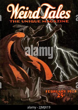 Cover of Weird Tales, February 1924, Volume 3, Number 2. Cover art by R. M. Mally Stock Photo