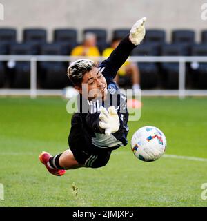 August 6, 2022: New York City goalkeeper Luis Barraza (13) makes the save during warm ups before facing the Columbus Crew in their match in Columbus, Ohio. Brent Clark/CSM Stock Photo