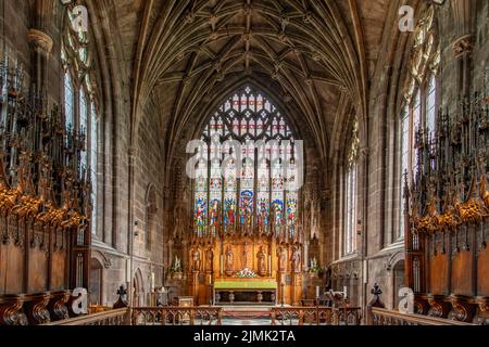 The Quire and Altar in St Mary's Church, Nantwich, Cheshire, England Stock Photo